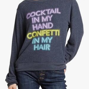 Women's grey Graphic Pullover Sweater - Cocktail In My Hand